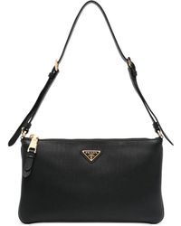 Prada - Leather Pouch With Logo - Lyst