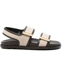Tod's - Double-Strap Fabric Sandals With Leather Detailing - Lyst