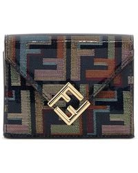Fendi - Ff Diamonds Multicolour Glazed Ff Fabric Wallet - Lyst