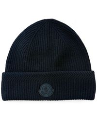 Moncler - Logo-Patch Ribbed Beanie Hat - Lyst