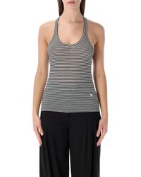 Tom Ford - Striped Viscose Tank Top With Tonal Tf Embroidered Logo - Lyst