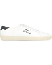 Saint Laurent - Embroidered Sneakers In Canvas And Smooth Leather - Lyst