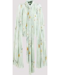 Balenciaga - Elegant Floral Pleated Blouse With Padded Shoulders - Lyst