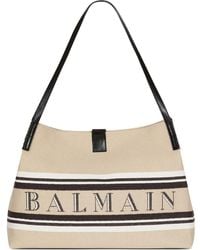 Balmain - Release Canvad And Leather Medium Tote - Lyst