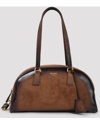 Prada - Bowling Medium Suede Bag - Lyst