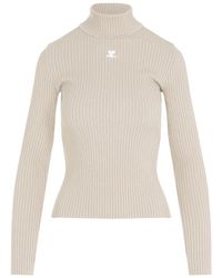 Courreges - Courrèges Roll Neck Ribbed Jumper - Lyst
