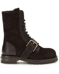 Dolce & Gabbana - Dolce & Gabbana Leather And Suede Buckle Ankle Boots - Lyst