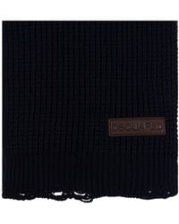 DSquared² - Logo Patch Knit Wool Scarf - Lyst