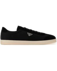 Prada - Triangle Logo Suede Low-Top Sneakers - Lyst