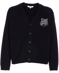Maison Kitsuné - Fox Head Intarsia Merino Cardigan - Lyst