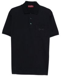 Gucci Embroidered Bee Polo Shirt in Black for Men | Lyst