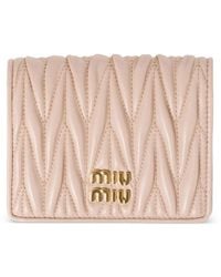 Miu Miu - Small Matelassé Nappa Leather Wallet With Snap Closure - Lyst