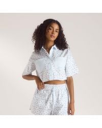 Lounge - Bloom & Stripe Short-Sleeved Pyjama Shirt - Lyst