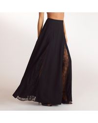 Lounge - Maxi-Rok Met Kanten Inzetstukken - Lyst
