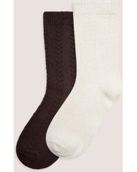 Lounge - Crew-Sokken Met Kabelpatroon (2-Pack) - Lyst