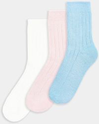 Lounge - Dikke Geribde Sokken (3-Pack) - Lyst