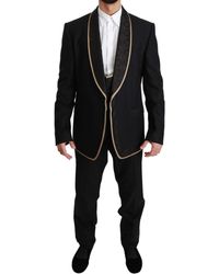 Save 17% Dolce & Gabbana Blue Velvet Two Button Slim Piece Suit for Men Mens Clothing Suits 