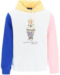 Polo Ralph Lauren Color-block Hoodie With Polo Bear Print - Blue