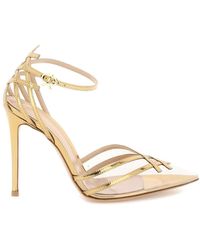 Gianvito Rossi Laminated Pumps With Plexi Gold Leather,technical - Metallic