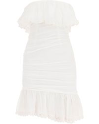 Isabel Marant 'oxani' Mini Dress With Embroidered Ruffles - White