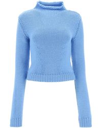 Marni Mock Turtleneck Wool Sweater - Blue