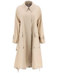 Burberry Oversized Gabardine Trench Coat With Draping - Natural