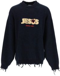 Vetements Jesus Loves You Oversized Pullover - Blue