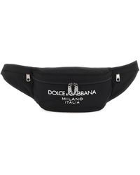 Dolce & Gabbana Branded Jacquard Nylon Beltpack in Black for Men 