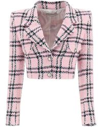 Alessandra Rich Cropped Tweed Jacket With Sequins - Multicolor