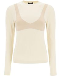 A.W.A.K.E. MODE Knit Top With Bralette Detail - Natural