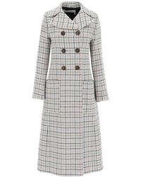 See By Chloé See By Chloe Houndstooth Wool-blend Long Coat - Gray