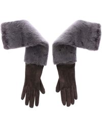 Save 23% Dolce & Gabbana #dgloveslondon Embroidered Virgin Wool Gloves Gray Womens Accessories Gloves 