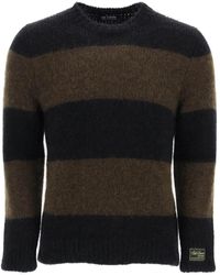 Raf Simons Red & Blue Disturbed Striped Sweater for Men | Lyst