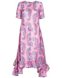 White Seahorse Dress With Rouches - Pink