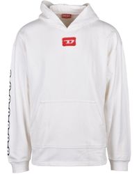 DIESEL - Felpa Con Cappuccio Bianca - Lyst