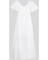 Jijil - Langes Kleid Mit Weiße Rüschen - Lyst
