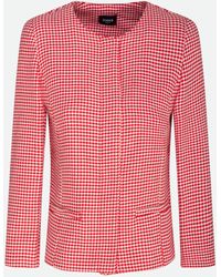 Marella - Blazer A Quadri Rosso E Bianco - Lyst