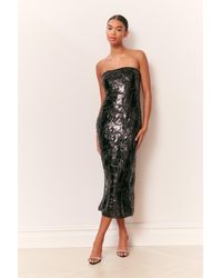 knee length dresses for ladies Stasia Sequin Winding Bow Midi Dress Black / 4 main image 1