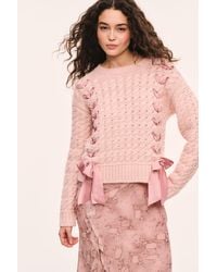 LoveShackFancy - Quimby Alpaca Wool Ribbon Sweater For - Lyst