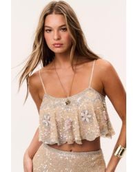 LoveShackFancy - Sorwyn Beaded Sequin Crop Top For - Lyst
