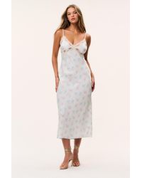 LoveShackFancy - Idris Floral Satin Midi Dress For - Lyst