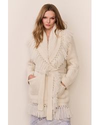 LoveShackFancy - Daphira Fringe Alpaca Wrap Cardigan For - Lyst