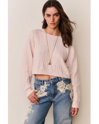 LoveShackFancy - Filomena Cropped Cable Knit Pullover For - Lyst