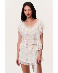 LoveShackFancy - Persine Silk Ruffle Top For - Lyst