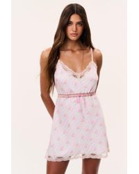 LoveShackFancy - Nicoli Floral Satin Mini Slip Dress For - Lyst