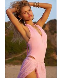 LoveShackFancy - Berta Plunge Neck Bodysuit For - Lyst