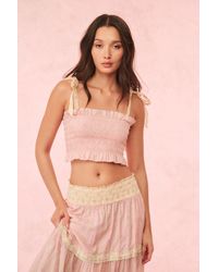 LoveShackFancy - Corbin Cotton Mixed Print Top For - Lyst