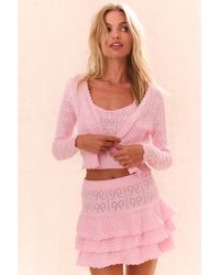 LoveShackFancy - Petra Bow Pointelle Cardigan For - Lyst