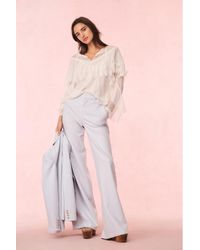 LoveShackFancy - Samuela Wool-Blend Wide-Leg Trouser For - Lyst