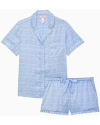 LoveShackFancy - X Satin Pj Short Sleeve And Boxer Set For - Lyst